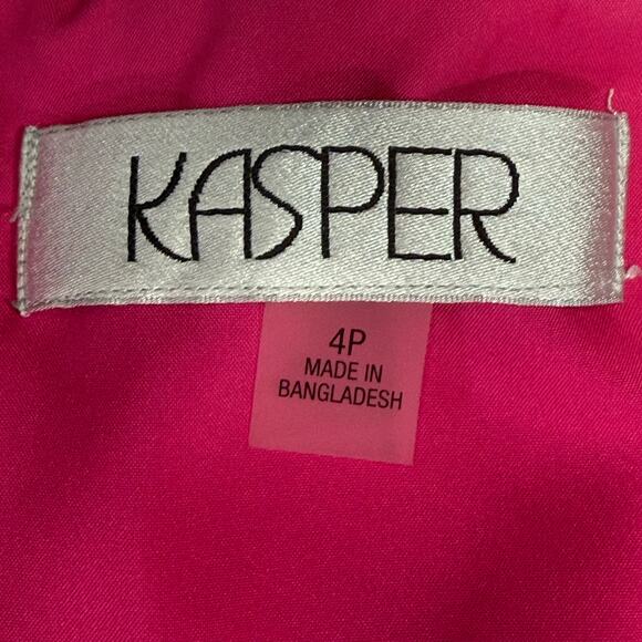 Kasper Hot Pink Sheath Dress 4P Sleeveless Petite Fit Button Front Slit - Picture 8 of 10